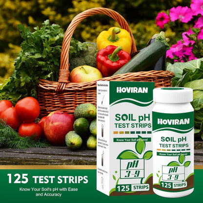 Soil pH Test Kit，125 Soil pH Test Strips– (3-9 Range) Quick & Accurate Soil Testing Paper for Gardens Lawns Farms Grass Flower Vegetable Compost Plants