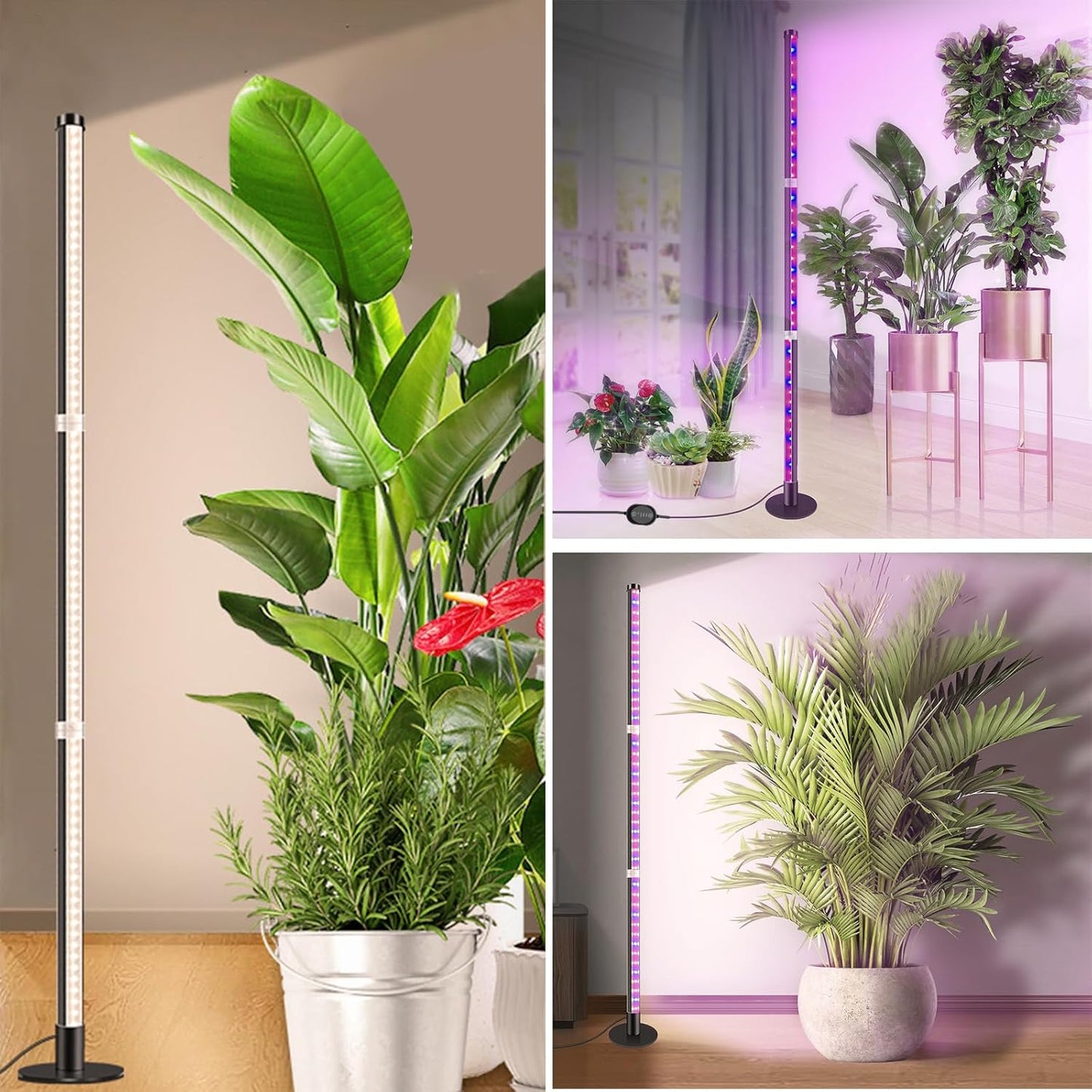 Grow Lights for Indoor Plants, 243 LEDs Plant Growing Lights with 3 Color Changing Red Blue Full Spectrum, 48inch Height Standing Indoor Plant Grow Lamp with 6/9/12H Timer for Indoor Plants