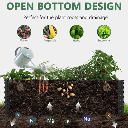 FOOWIN 2pcs 6x3x3ft Galvanized Raised Garden Bed, Planter Raised Garden Boxes Outdoor, Large Metal Raised Beds for Gardening, Garden Bed for Vegetables, Flowers, Herb, Black