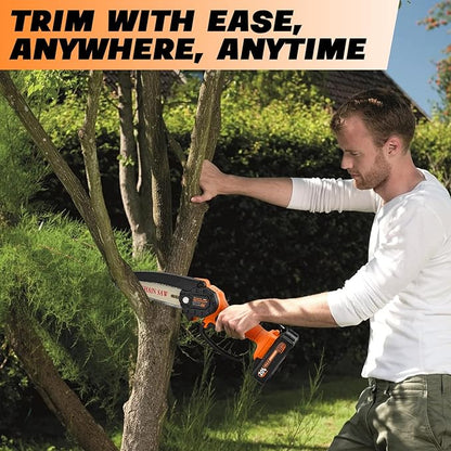 Saker Mini Chainsaw|6 Inch Chainsaws[2025 Upgraded]|Mini Cordless Electric Chain Saw|Small Handheld Portable Chain Saws Battery Powered Saws for Tree Trimmer and Garden,Christmas Gifts