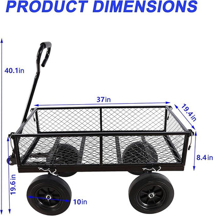 Wagon with Removable Sides Can be Used in Farms, Warehouses etc l Garden Dump cart- A Must-Have for Your Dream Garden Garden Essential- Dump cart Solid Wheels (Black Solid Wheels)