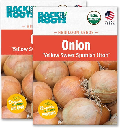 Back to The Roots 100% Organic Heirloom Seeds - Yellow Onion Value Pack (400mg Total)