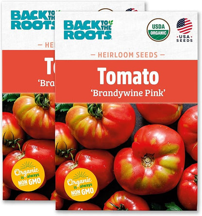Back to The Roots 100% Organic Heirloom Seeds - Brandywine Tomato Value Pack (200mg Total)