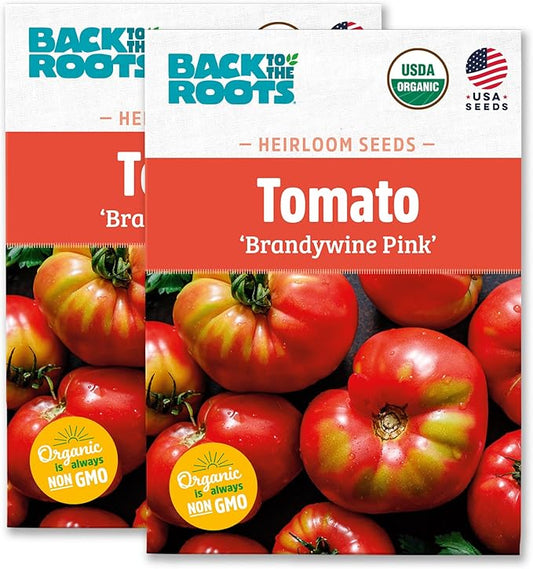 Back to The Roots 100% Organic Heirloom Seeds - Brandywine Tomato Value Pack (200mg Total)