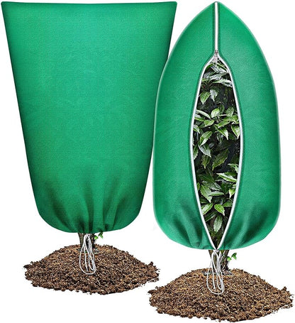 Abimars Thicker Plant Covers Freeze Protection Jacket 2.36 oz/yd², 4'x6' Reusable Winter Plant Covers with Drawstring & Zipper, 2 Pack Light, Porous Fabric for Plant Breathing