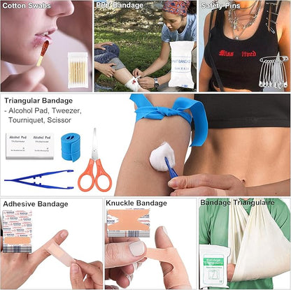 Gift for Father's Day Men Dad Husband,142 Pcs Survival Kit and First Aid Kit, Professional Emergency Kits Survival Gear and Equipment with Molle Pouch, for Men Women Camping Outdoor Adventures