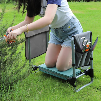 TRY & DO Garden Kneeler and Seat Bench Garden Workseat, Smart Folding Gardening Bench EVA Foam Kneeling Pad Detachable Dual Tool Pouch 2 in 1 Portable Gardening Stools for Back Yard Outdoor Fishing