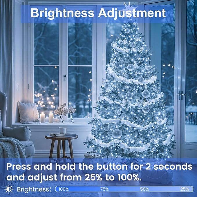 Extra-Long String Lights Outdoor Indoor, 800 LED Upgraded Super Bright Christmas Lights Clear Wire, Waterproof 13 Modes Plug in Twinkle Fairy Light for Bedroom Party Wedding Garden Xmas(Cool White)