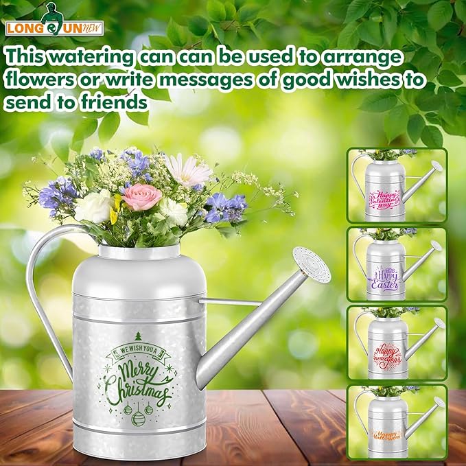 Galvanized Iron Watering Can for Indoor Plants, Bowl Watering Cans for House Plant Garden Flower, Long Spout Water Can for Outdoor Watering Plants 8.71L 2.3 Gallon