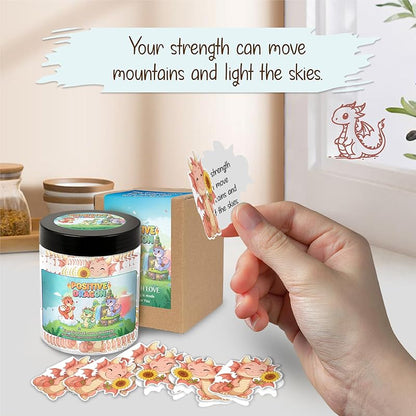 Positive Dragon Jar With 60 Affirmation Cards – Dragon Figurine Inspired Gifts, Dragon Bookshelf Decor, Dad Birthday Gift, Grandma Birthday Gifts, Unique Positivity Cards For Grandpa