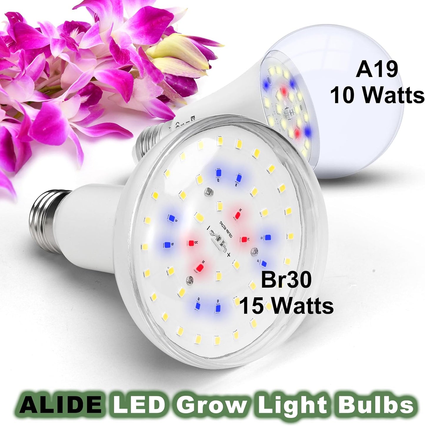 BR30 Led Grow Light Bulbs for Indoor Plants Full Spectrum,E26 BR30 Floodlight Plant Sun Grow Lamp 15W 1800lm,150-200 Watt Equivalent,Balanced Spectrum 5000K Red Blue for Seeds Greens,Flowers,1Pcs