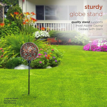 Alpine Corporation 31" Tall Outdoor Metal Gazing Globe Display Stand, Black