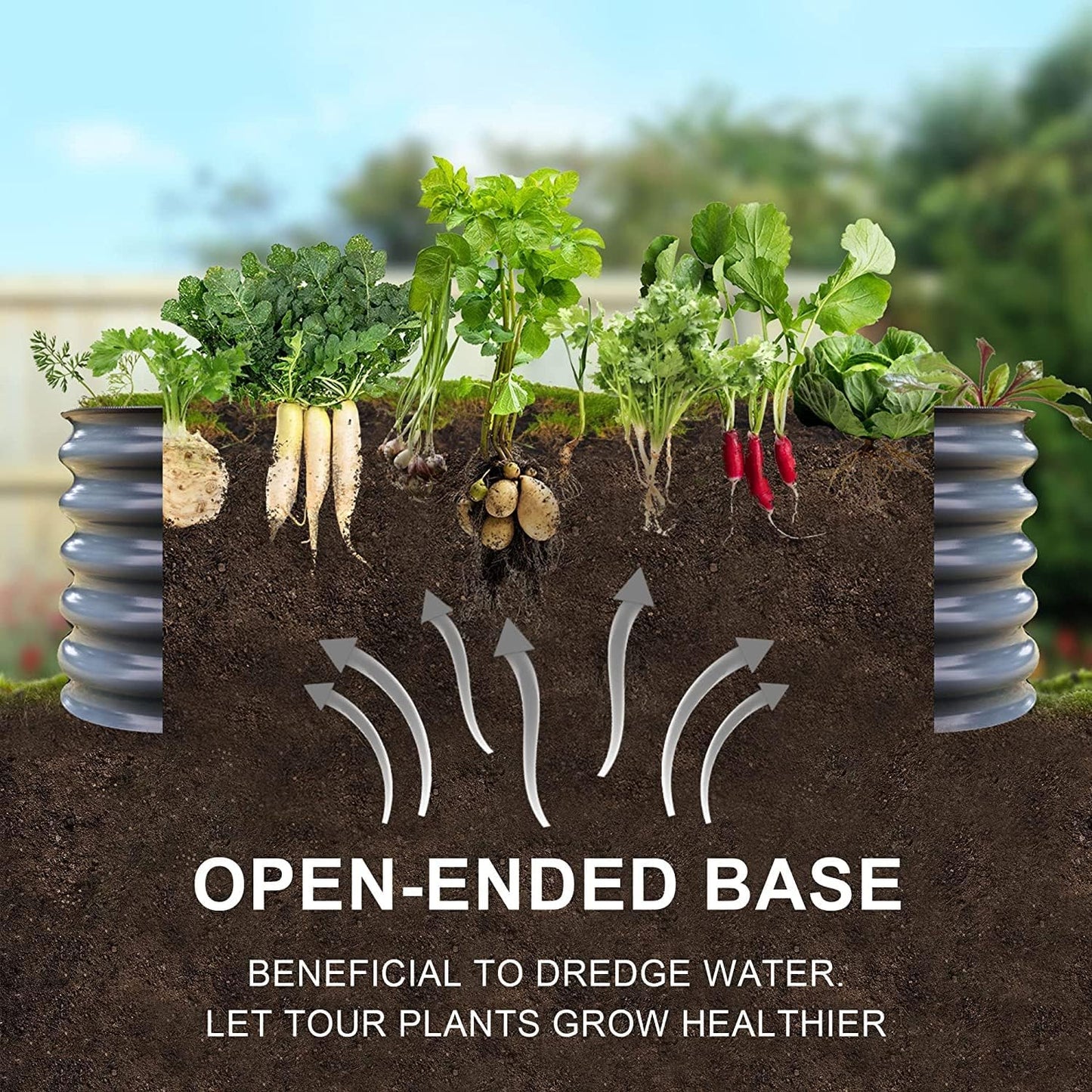 Olle Galvanized Raised Garden Bed Outdoor 32" Tall 12 in 1 Metal Raised Garden Planter Raised Bed for Growing Flowers Herbs Vegetables Bed Raised, Midnight Grey 32" Tall