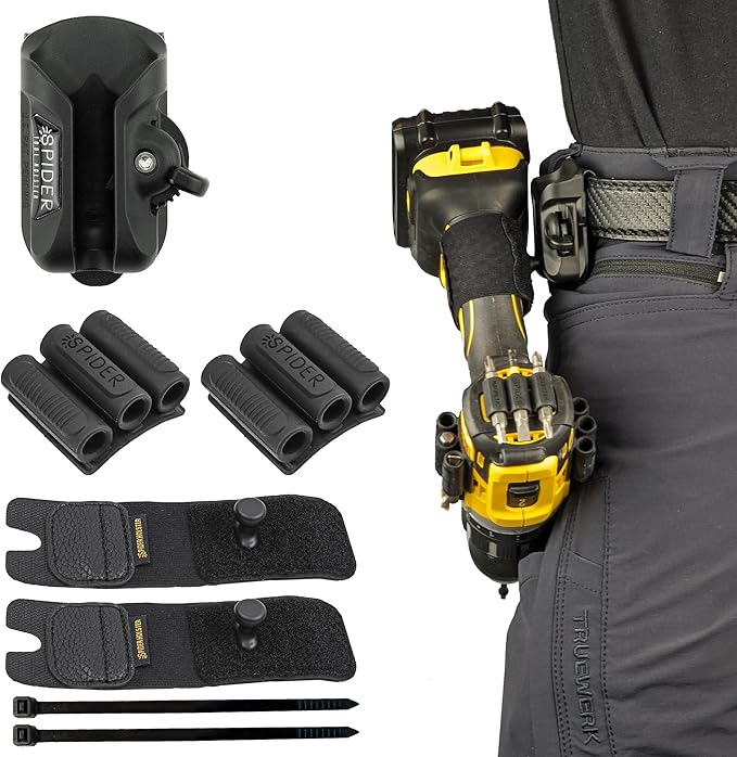 Spider Tool Holster - Improve The Way You Carry Your Power Drill, Driver, Multitool, Pneumatic, Multi-Tool and More on Your Belt - Compatible With All Major Tool Brands