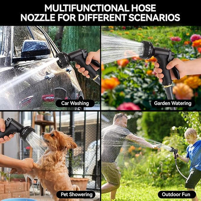 Garden Water Hose Nozzle ABS Water Spray Nozzle with 10 Spray Modes Suitable for Watering Plants, Iawns and Gardens, Car Washing, Cleaning, Showering Pets and Outdoor Fun, Black