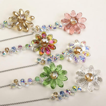 HDCRYSTALGIFTS 6PCS Crystal Sunflower Suncatchers Hanging Ornaments, Crystal Window Sun Catchers Rainbow Maker Light Catcher Indoor Outdoor Garden Decor Glass Christmas Ornaments