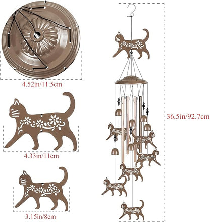 Outdoor Cats Wind Chimes Decor, Portable Mobile Wind Catcher, Sympathy Wind Bells, Memorial Gifts for Mom, Housewarming, Blessing WindChimes(Outside/Indoor/Home/Room/Porch/Yard/Tree/Garden Decorate)