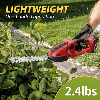 24V Cordless Grass Shears, 2200RPM 2-in-1 Handheld Electric Grass Cutter/Shrubbery Trimmers, Mini Shrub Trimmer Battery Operated Hedge Trimmer with 2Pcs 2.0Ah Batteries and Charger Included