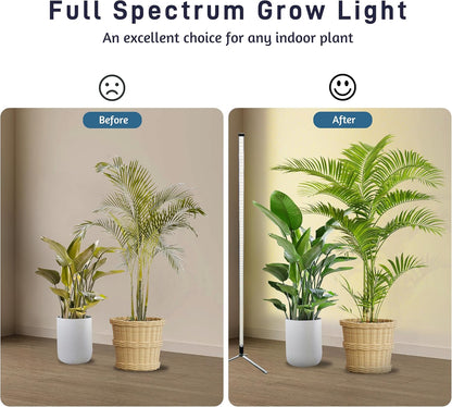 2PCS T8 Standing Grow Light, 42W Full Spectrum LED Grow Light for Indoor Plants, Plant Lamp with 243 LEDs, Wide Illumination Area, 4FT Height with On/Off Switch and Tripod Floor Stand