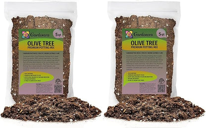 Gardenera Olive Tree Premium Potting Mix - 10 Quart - Enhanced Growth and Nutrient Retention for Thriving Trees - (2 Bags of 5QT)