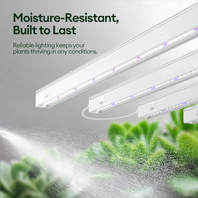 Plant Grow Lights 1FT, Blue-Rich Full Spectrum 5000K, 28W(4 x 7W), T5 LED Grow Light Strips for Indoor Plants and Succulents, High PPFD, Linkable, White, 4-Pack