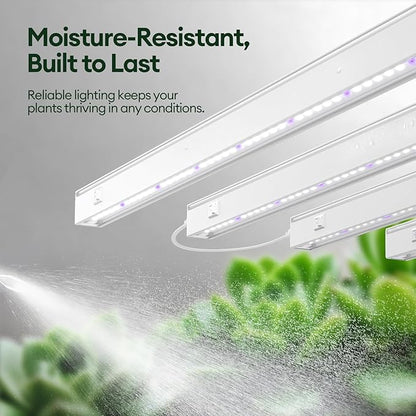 Plant Grow Lights 2FT, Blue-Rich Full Spectrum 5000K, 60W(4 x 15W), T5 LED Grow Light Strips for Indoor Plants and Succulents, High PPFD, Linkable, White, 4-Pack