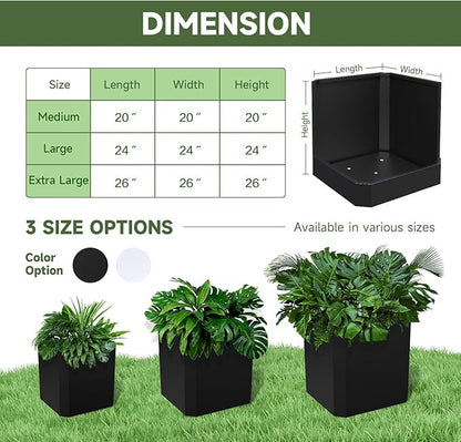 Steel Planter Box-24"x24"x24"-Large Square Planter Box-Outdoor Indoor-Cube Steel Planter Heavy Duty Black Metal Planter Flower Pot Commercial Residential for Home Garden Porch Hotel Patio