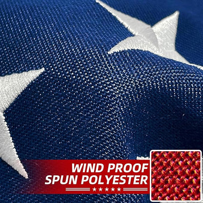 Premium American Flag 8x12 Ft TearProof Series for Outside, Heavy Duty Outdoor，Longest Lasting, Super Tough Fade Resistant Spun Polyester, High Wind US Outdoor Flags Embroidered Stars, Sewn Stripes, Brass Grommets