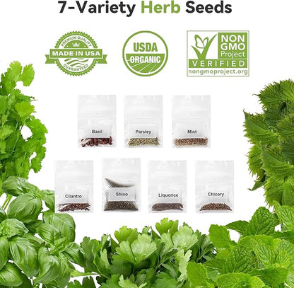 12-Pod Gourmet Herb Basil Seed Pod Kit for AeroGarden, Ahopegarden Hydroponic Garden, Basil, Mint, Cilantro, Parsley, Shiso, Chicory, Liquorice, 400+ Seeds