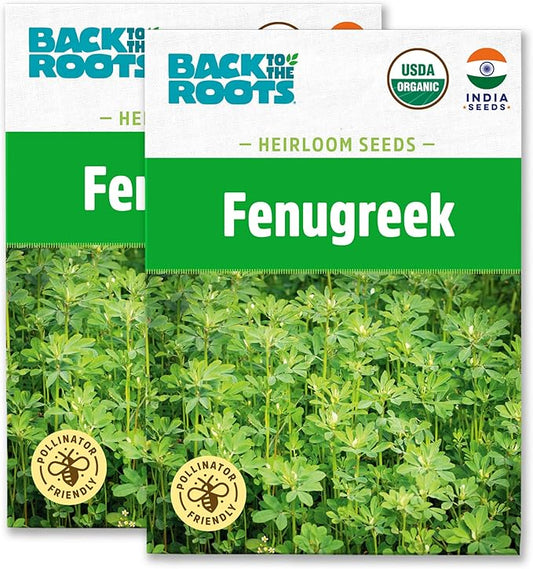 Back to The Roots 100% Organic Heirloom Seeds - Fenugreek Gardening Seeds Value Pack (2g Total)