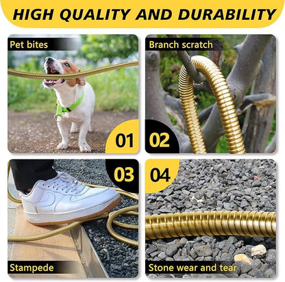 Short Metal Garden Hose 3 ft – 304 Stainless Steel Water Hose Leader, Flexible Hose Extension, Small Lightweight Hose Extender,No Kink Outdoor Hose (Gold,3 ft)