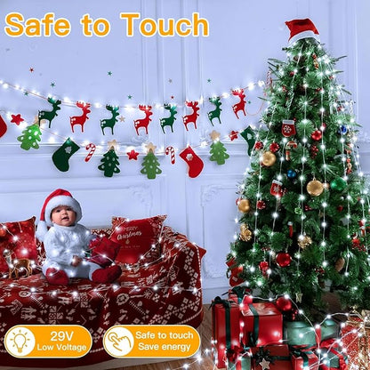 Ollny Outdoor Christmas Lights 1000LED 328FT, Cool White Fairy Lights IP67 Waterproof, Plug in String Light with Remote 8 Modes Timer, Xmas Light for Outside Indoor House Tree Decorations