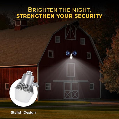 Touch & Glow Security Area Light – Ultra Bright Dusk to Dawn High-Pressure Fluorescent Light with Photocell for Outdoor Safety | Heavy Duty Wall Mount, EZ-FLA30 with LED Bulb