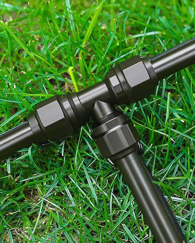 30 Pack Quick Connect 1/4" Drip Irrigation Tee Connectors,Tee Fitting for 1/4 Inch Irrigation Tubing,1/4 push to connect fittings for garden watering system