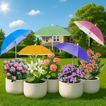 Plant Umbrellas for Outdoor Plants, 5 Pack Plant Shade Umbrella with Adjustable Angle & Height, Sun Protection Shade Cloth for Potted Plants, Flowers & Garden Beds, Patio Balcony Lawn