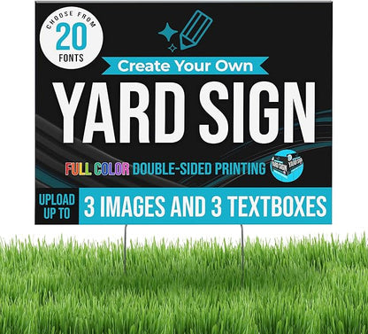 24x18" Double Sided Custom Yard Sign with Metal Stakes, Personalized Full Color Corrugated Yard Sign for Outdoors, Front and Back Custom Printed Personalized Lawn Signs (Design 7)