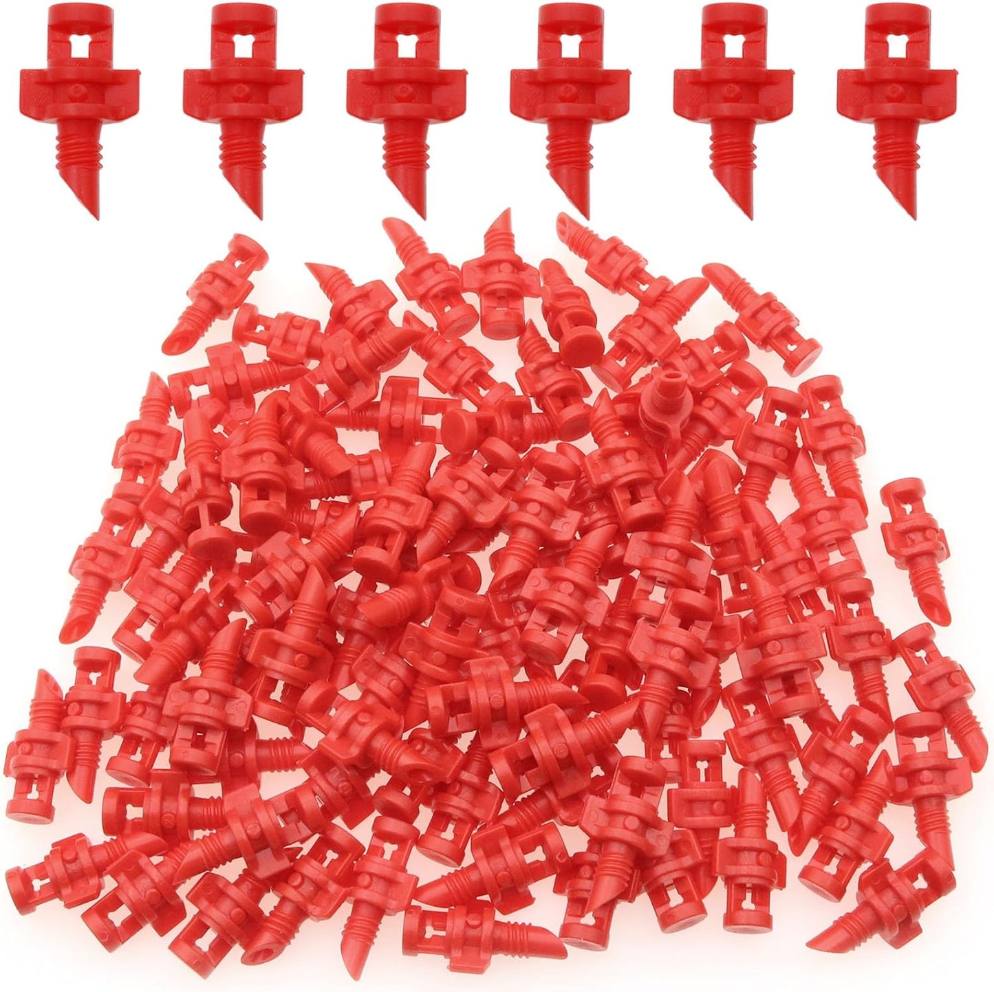 100PCS Drip Irrigation Emitters Micro Sprinkler Heads Micro Garden Lawn Water Spray Misting Nozzle Sprinkler Irrigation for Plant Irrigation Systems (red 360°)
