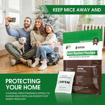 Rodent Repellent Pouches, Peppermint Oil, All Natural, Plant Powered, Repel Mice and Rat, Squirrels, Mouse Repellent, Keep Mice Out from Indoor/Car/RV/Boat/Garage/Cabin,10 Pouches