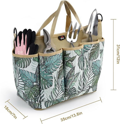 Garden Tool Bag with Shoulder Strap, Storage Tote Bag for Gardening, Spacious Space and Large Pockets Hold Tools and Harvest