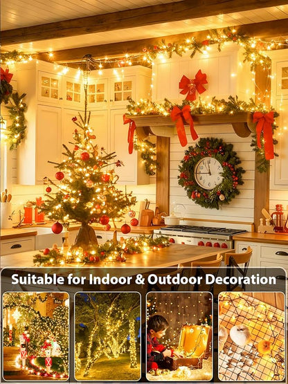 99FT 300 LED Christmas Decoration Lights Outdoor/Indoor, Memory Function & Timer & 8Modes, UL Certified, Green Wire Waterproof String Lights for Christmas Tree Holiday Party Garden Decor (Warm White)