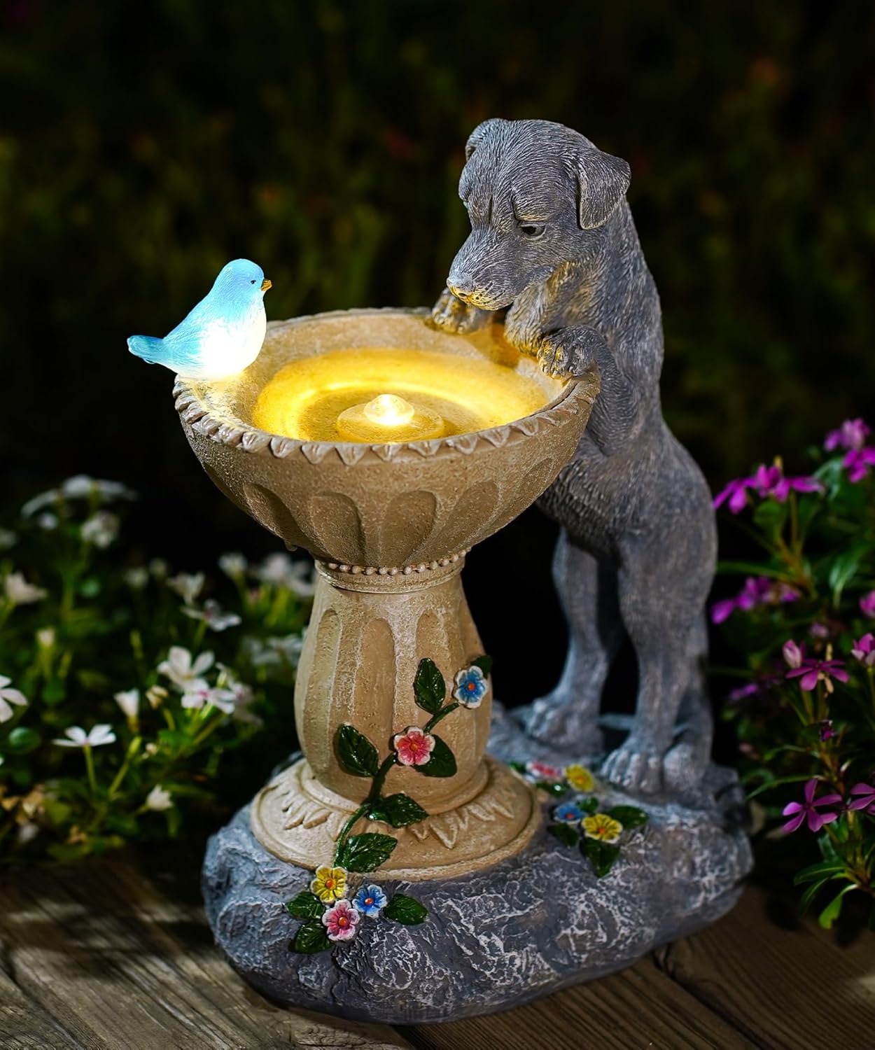 Nacome Solar Dog Garden Decor: Outdoor Statues Ornaments for Outside Decorations Yard Art Lawn Porch Patio Balcony - Birthday Gifts Choice for Mom Grandma Women Lover