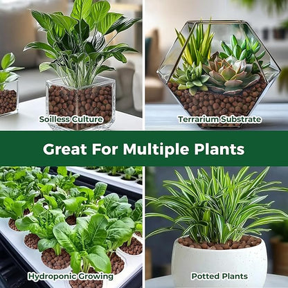 T4U Leca Clay Pebbles for Plants, 1.5qt 10-20 mm Clay Balls for Indoor Plants, Natural Clay Pebbles for Orchid Potting Mix, Hydroponic, Leca Pots, Plant Drainage, Garden Soil