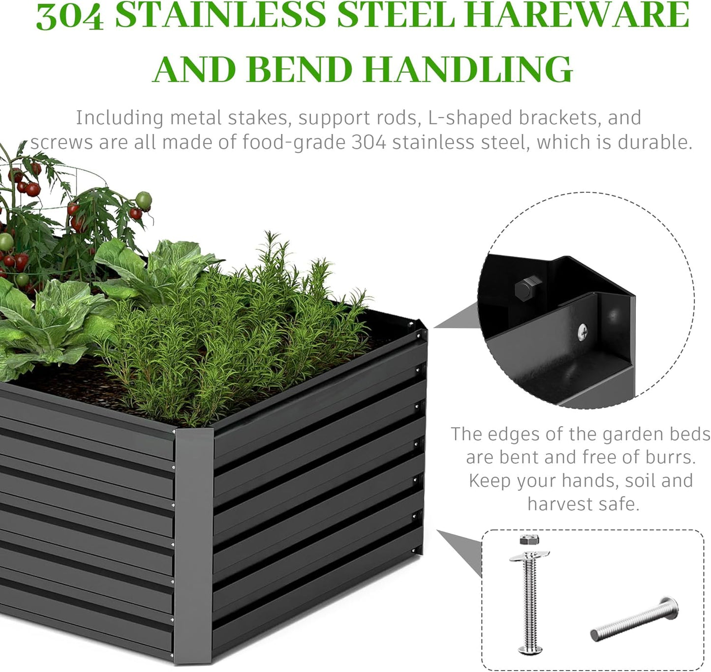 6x3x2 ft Raised Garden Bed, Large Metal Planter Raised Beds, Planters for Outdoor Plants for Vegetables, Flowers, Herbs, Fruits, and Succulents.(2 Pcs)