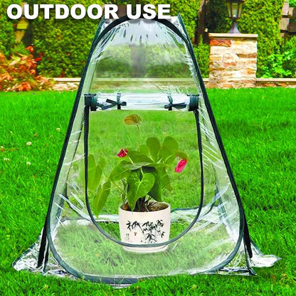 2pcs Quick Set up Mini Greenhouse Portable Small PVC Cover for Garden Flower and Flowerpot Cold Frost Protector Portable Carry Bag with 8 Stakes(PVC(27" L x 27" W x 31" H))