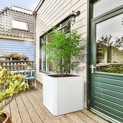 Steel Planter Box-20"x20"x20"-Large Square Planter Box-Outdoor Indoor-Cube Steel Planter Heavy Duty White Metal Planter Flower Pot Commercial Residential for Home Garden Porch Hotel Patio