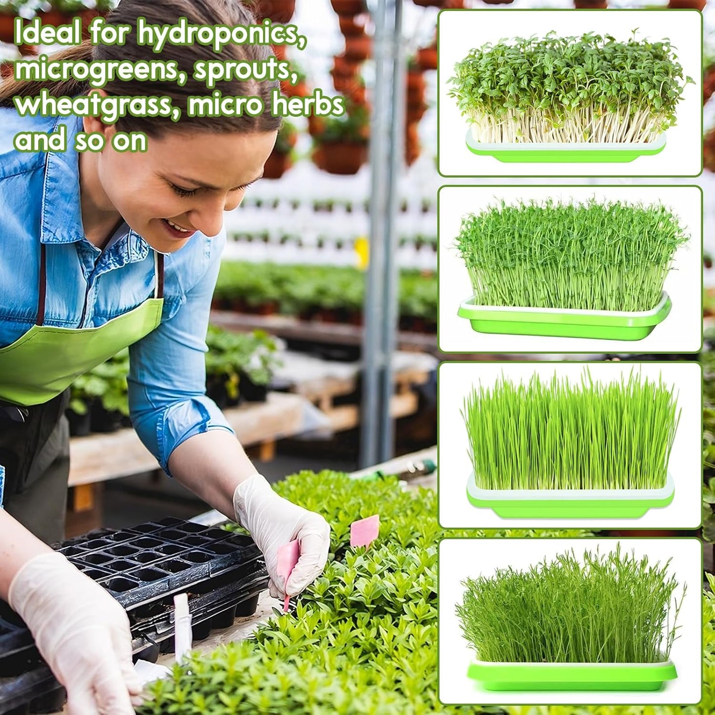Legigo 12 Pack Jute Plant Grow Mat for Microgreens- 10" X 10" Hydroponic Grow Pads for 1010 Growing Trays, Hemp Fiber Mats Sprouting Pads Microgreens Growing Kit for Indoor Organic Wheatgrass Sprouts