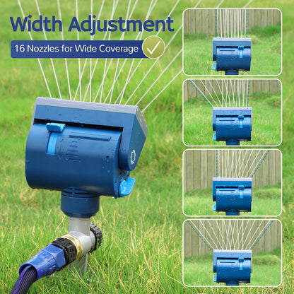 Airthereal Oscillating Sprinkler with Metal Step Spike and Quick Connect Adapter Set, Control Watering Range, Width, and Flow Rate, Covers up to 4,069 sq.ft., Blue