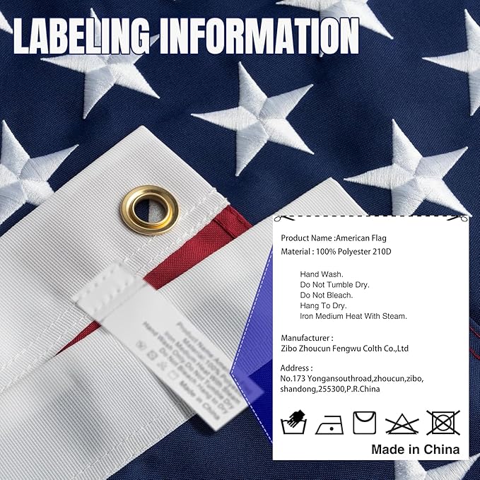 6x10 American Flag Outdoor Heavy Duty, US Flag 6x10 ft, USA Flag with Embroidered Stars and Sewn Stripes Brass Grommets