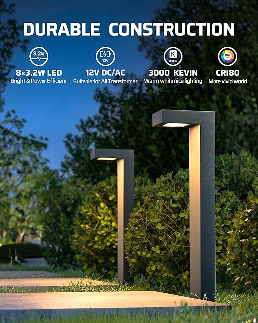 DEWENWILS 12V Landscape Lighting kit, 1x120W Transformer with Dusk to Dawn Photocell Sensor+8x3.2W Aluminum Low Voltage Pathway Lights, 100FT Wire+8 Pack Connector for Patio Yard Garden
