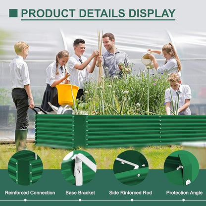 Land Guard 8x4x3ft Rectangular Galvanized Raised Garden Beds, Large-Capacity Metal Planter Box Outdoor, Durable Deep Raised Garden Bed 3ft Tall, Raised Beds for Gardening Vegetables, Forest Green